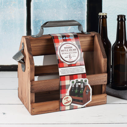 Holz-Bierträger mit Metall-Flaschenöffner