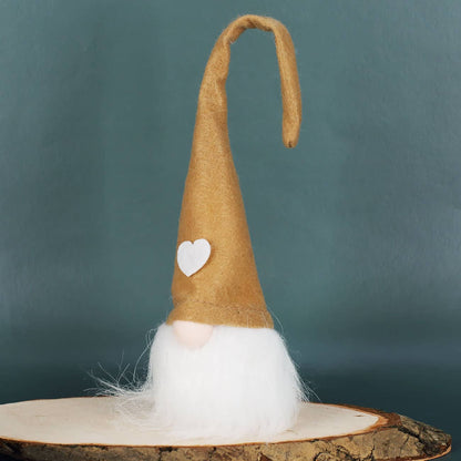 Weihnachtswichtel mit LED Licht und Mütze in Beige