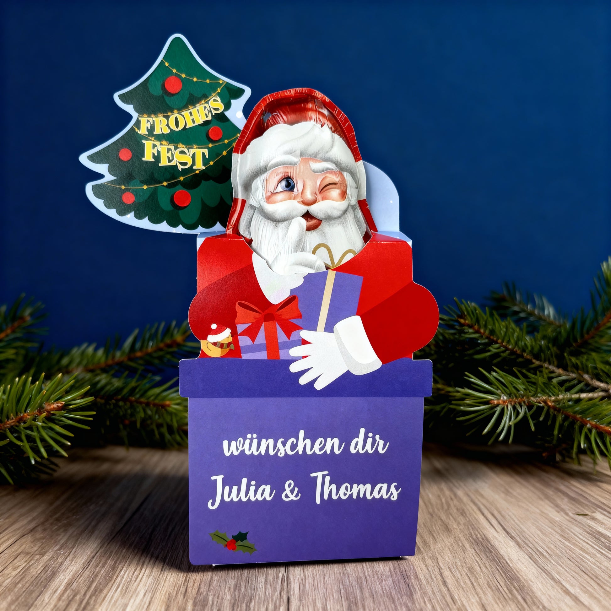 Milka Weihnavchtsmann in Geschenkverpackung mit Ihrem Wunschtext