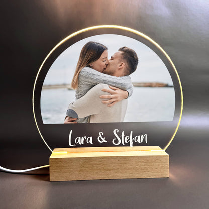 Acrylglaslampe mit Foto und Name bedruckt
