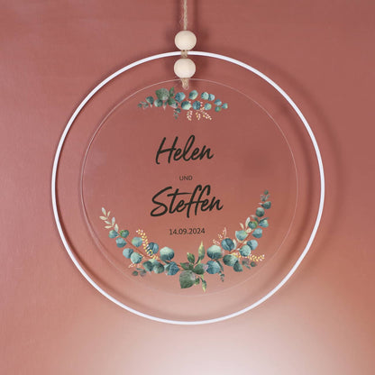 Dekoratives Hochzeitsgeschenk - Acrylbild im Metallring