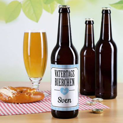 Vatertagsbierchen Flaschenaufkleber mit Name des Papas