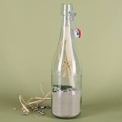 Gefüllte Flaschenpost von hinten