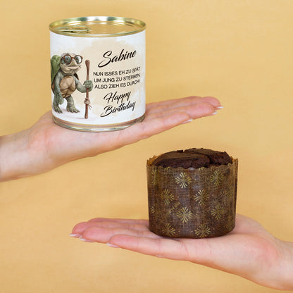 Schoko Brownie Kuchen in Bäckerqualität zum Geburtstag 'Zu alt zum Sterben' mit Name personalisiert