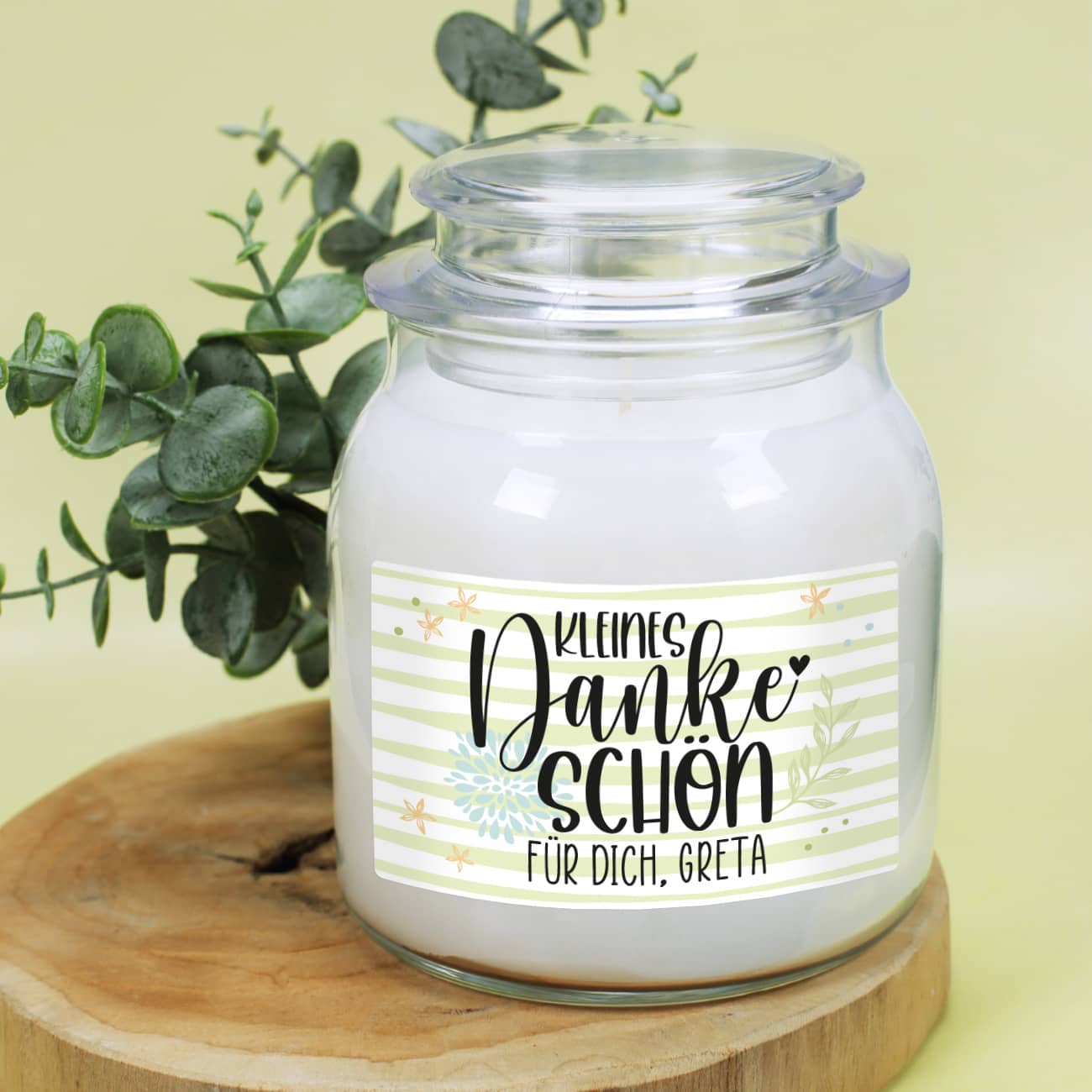 Kleines Dankeschön - Duftkerze mit Ihrem Wunschtext