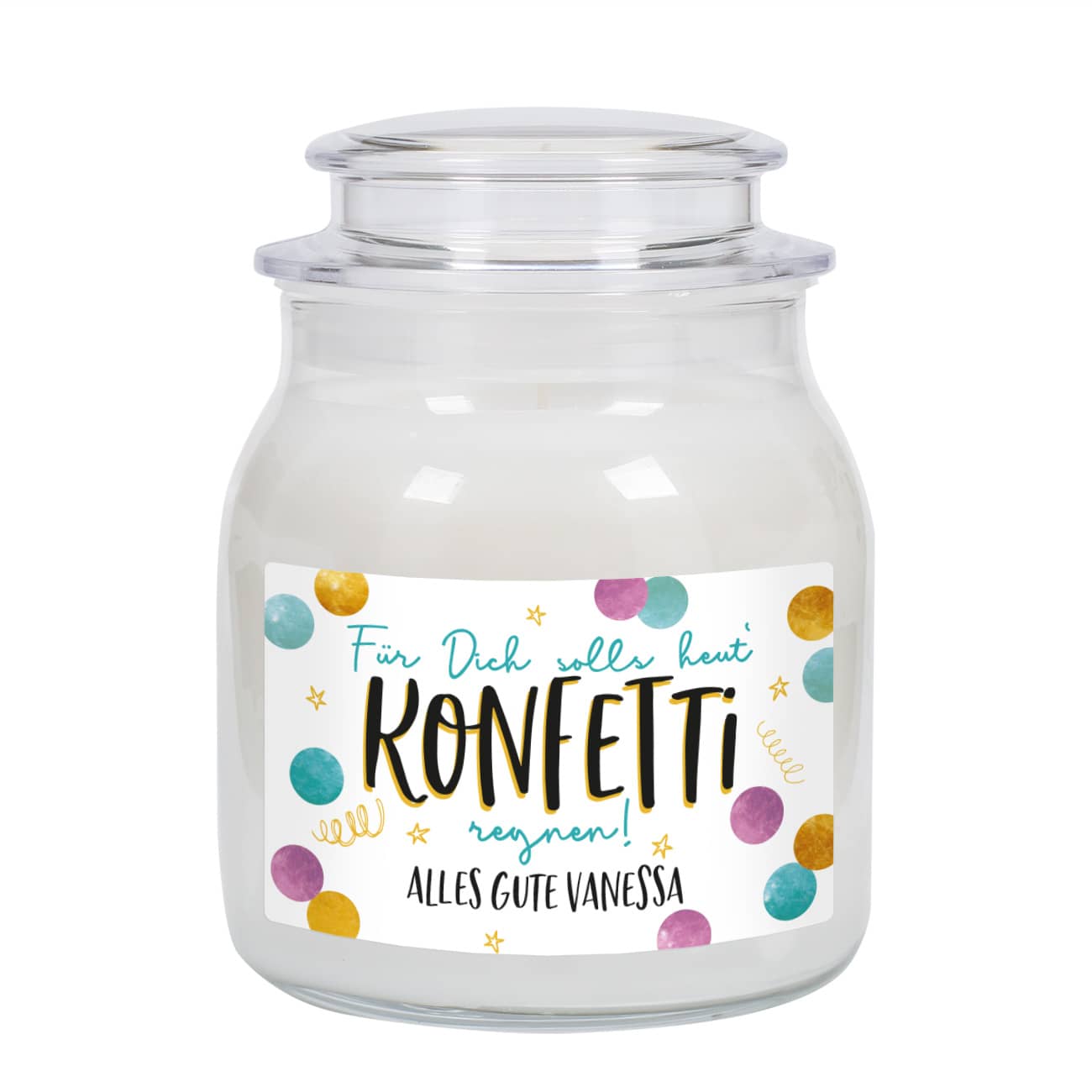 Für Dich solls heut' Konfetti regnen - Geburtstagskerze mit Ihrem Wunschtext