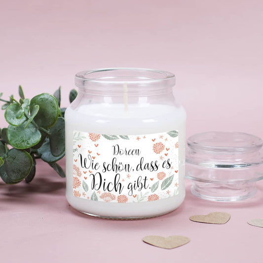 Duftkerze zum Danke sagen mit Name personalisiert