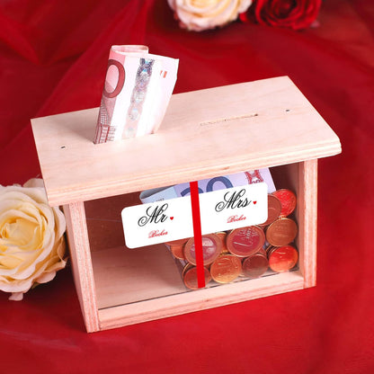 Spardose als Geldgeschenk zur Hochzeit mit Familienname personalisiert