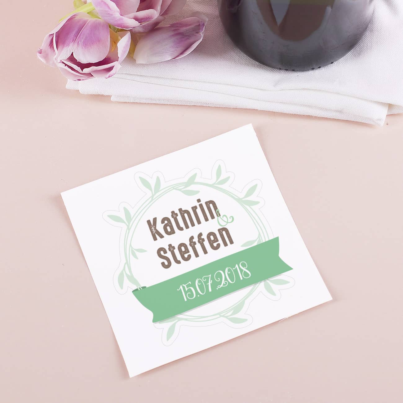 Flaschenetikett zur Hochzeit