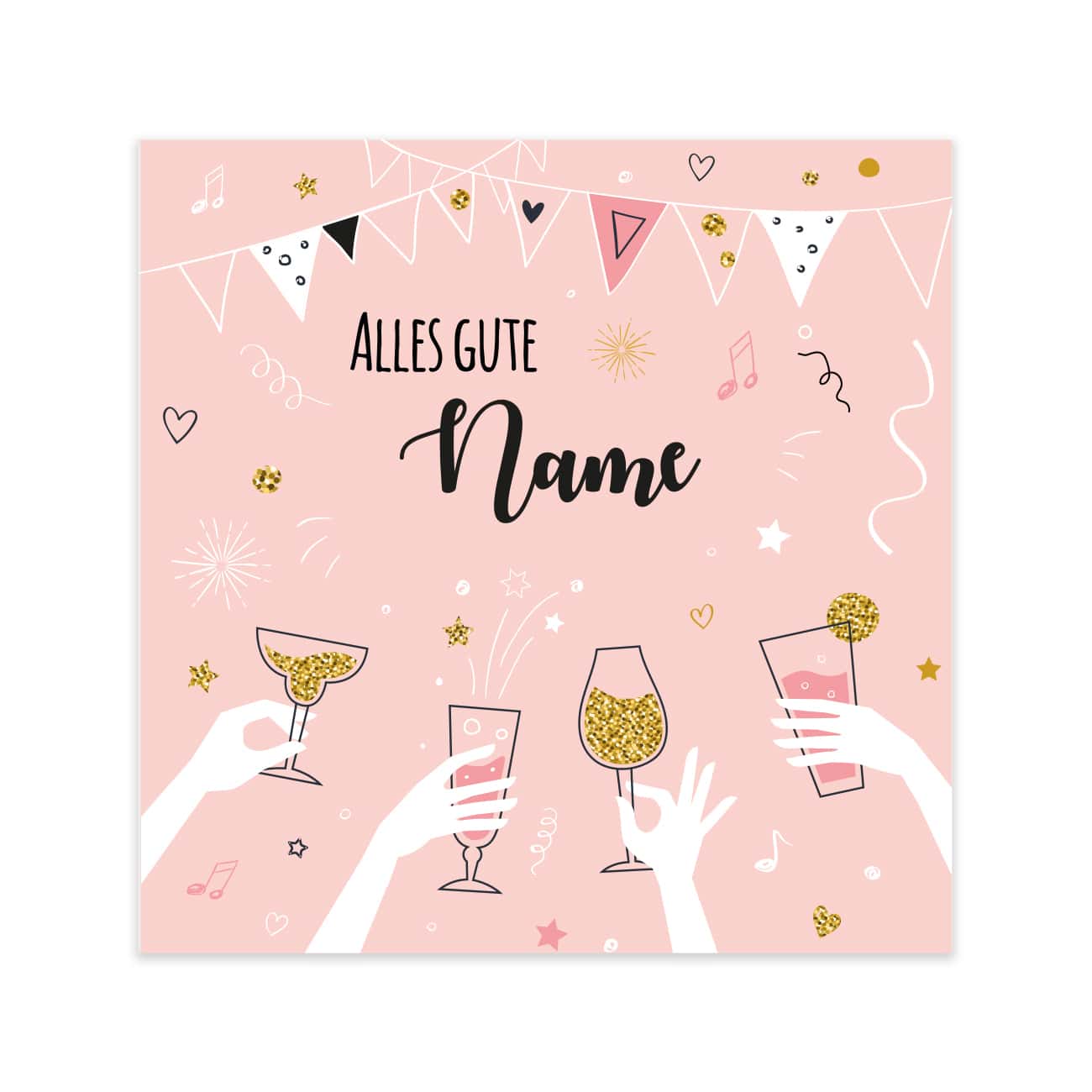 Flaschenaufkleber mit Party-Motiv und Wunschname