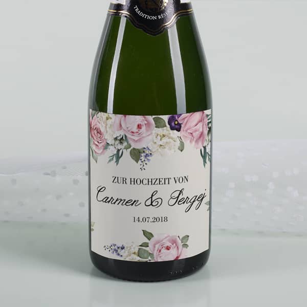 Flaschenaufkleber zur Hochzeit auf Flasche