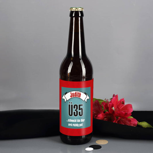 Bieraufkleber zum runden Geburstag mit Wunschname und Alter