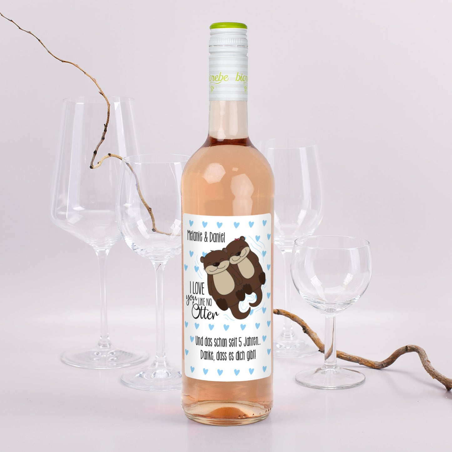 I love you like no Otter Weinflasche mit Namen und Wunschtext | Biorebe