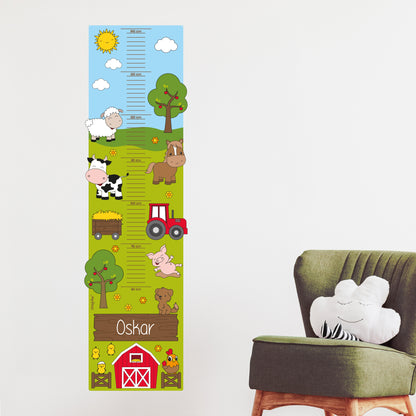 Wandtattoo Messlatte Bauernhof mit Namensaufdruck für Kinderzimmer