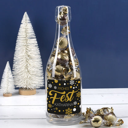 Pralinenflasche mit Aufkleber - Frohes Fest