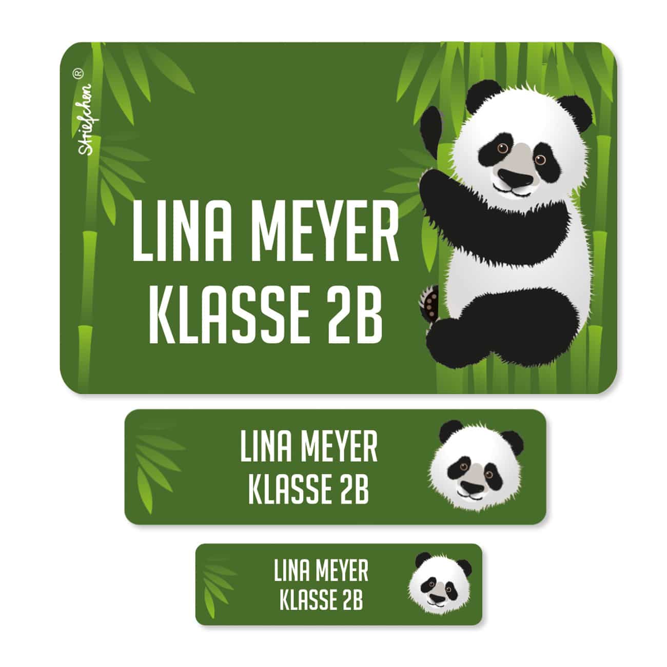 Schulaufkleber mit Panda und Name