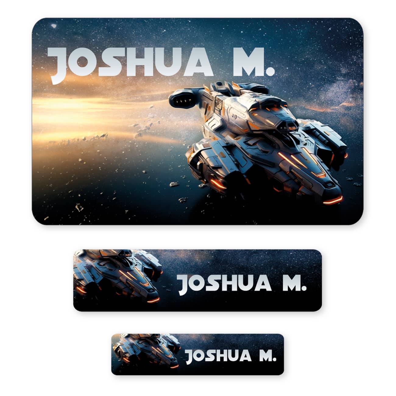 100 Aufkleber mit Raumschiff im Weltall