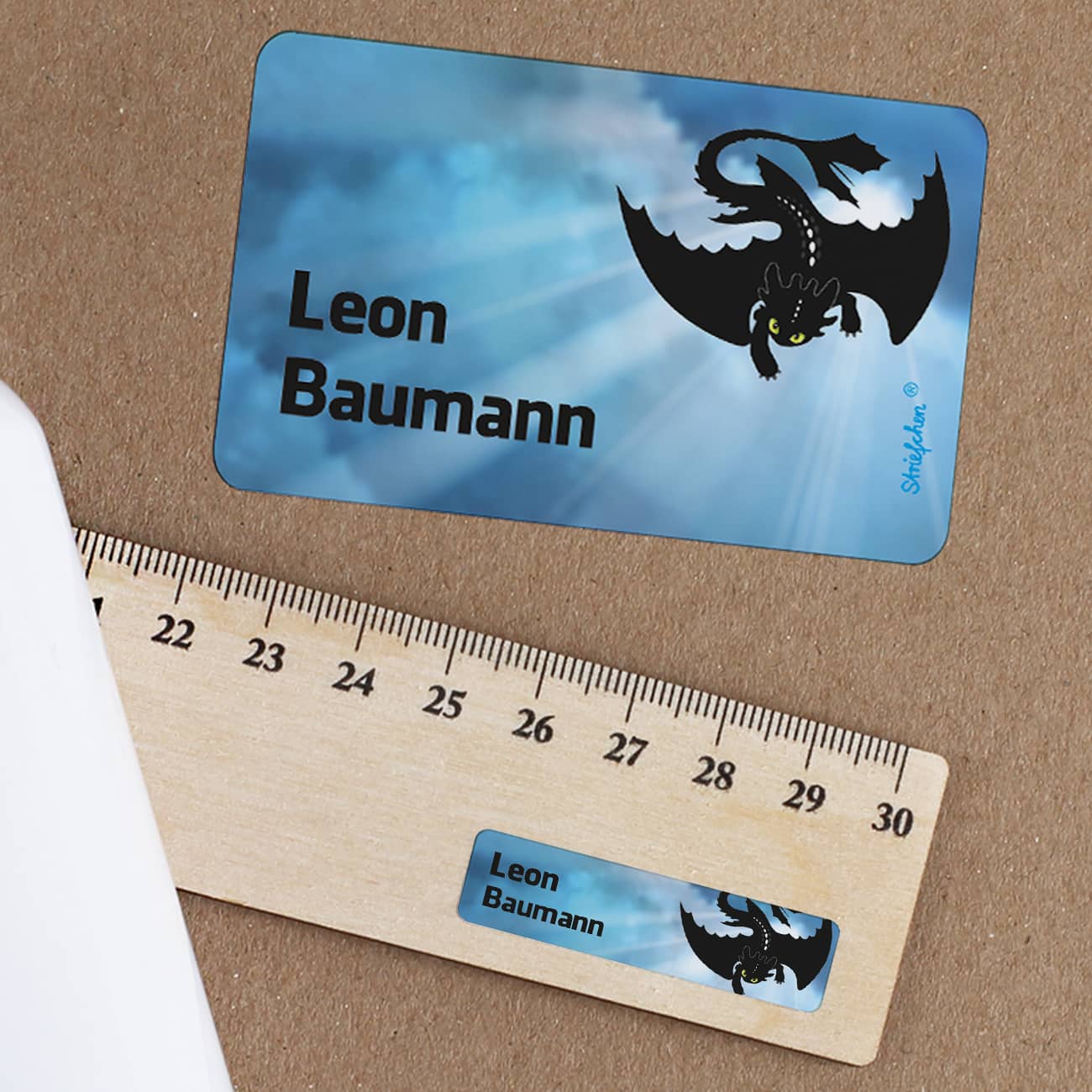 Aufkleberset mit Drache und Name