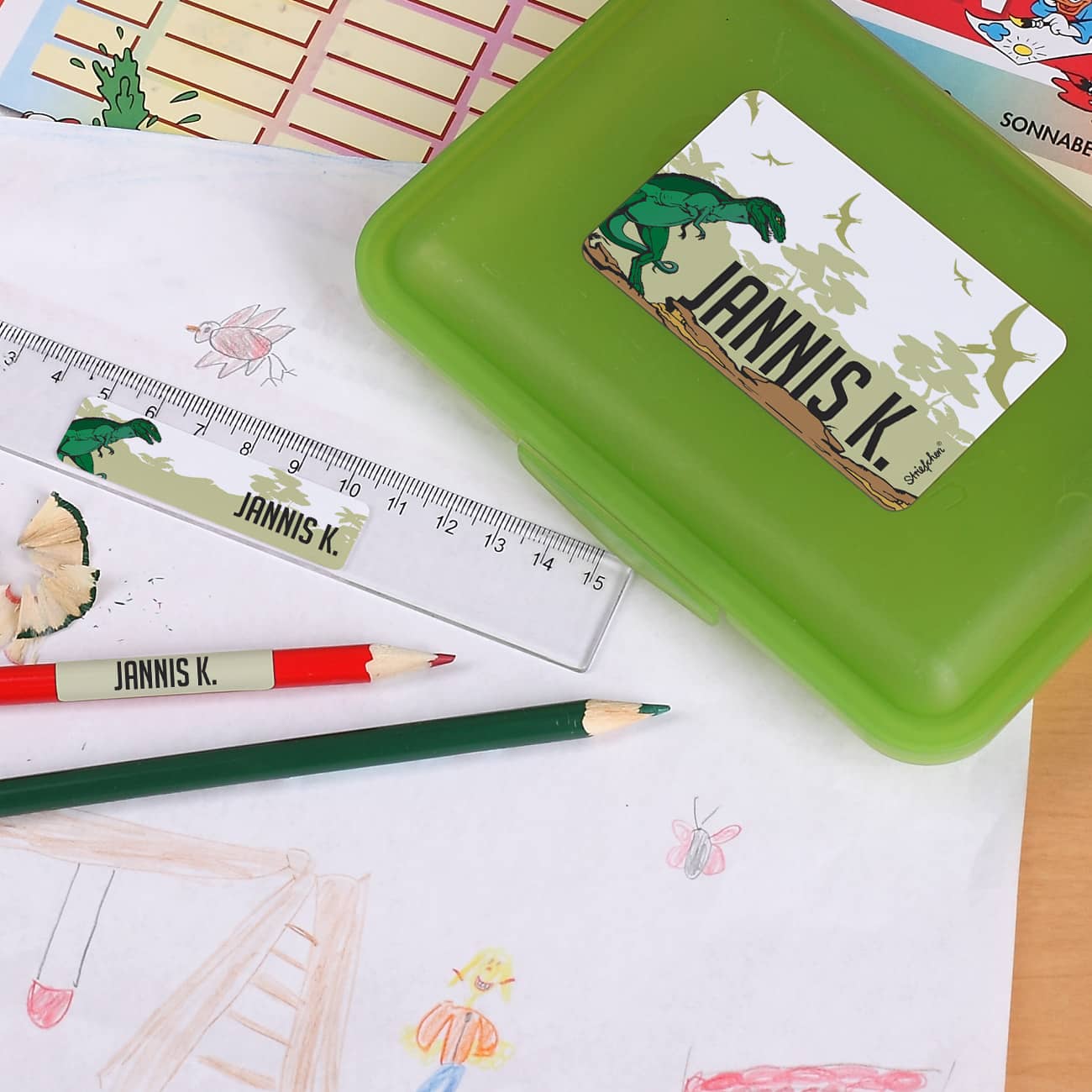 100 Namensaufkleber Dinosaurier