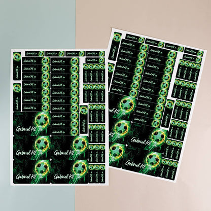 Fußball - Aufkleber mit Name, wasserfest (100 Stück)