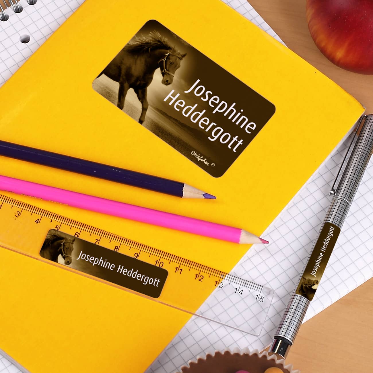 Schulaufkleber mit Pferdemotiv 