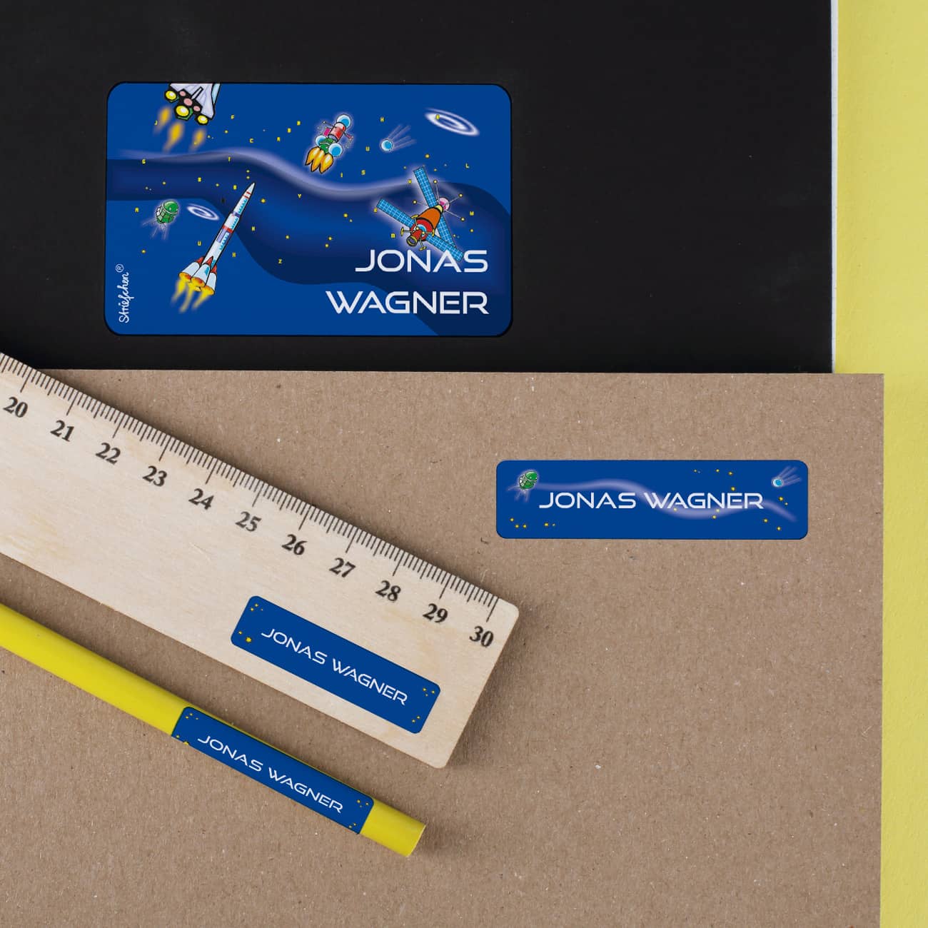 100 Namensticker - Weltall