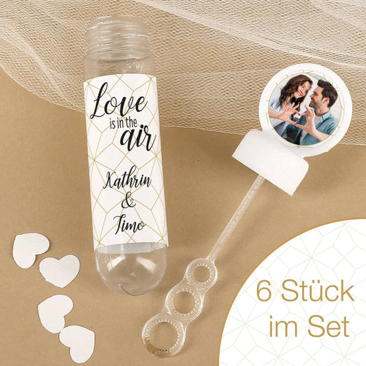 Love is in the air - Seifenblasen mit Foto zur Hochzeit
