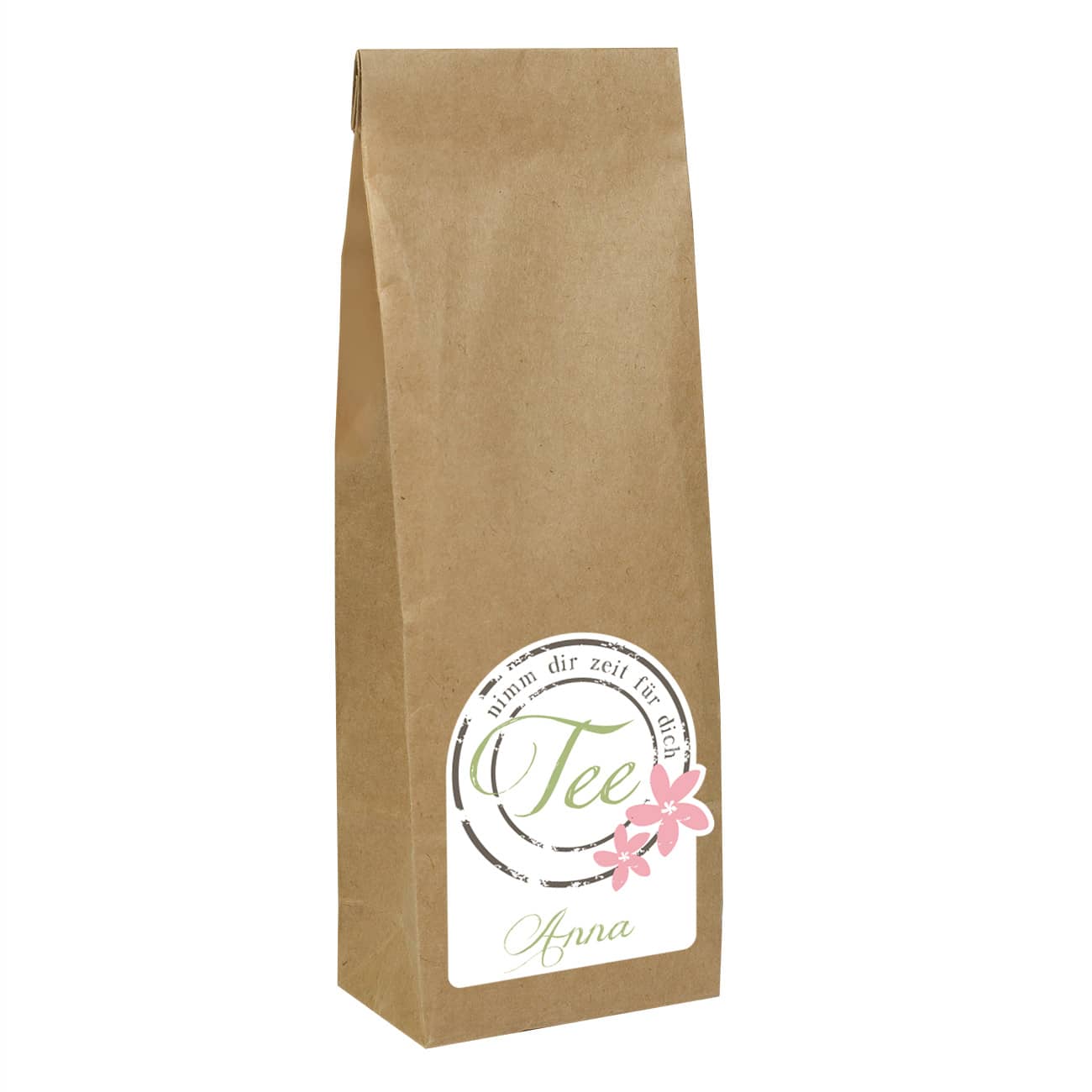 Nimm dir Zeit für dich Teeblüten Motiv mit Name