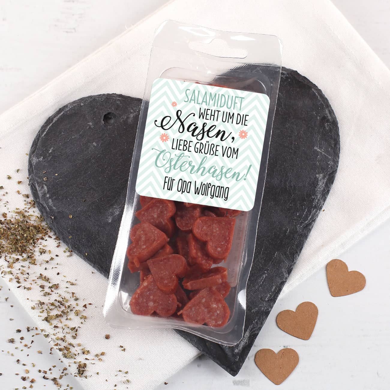 Salamiherzen zu Ostern für Männer