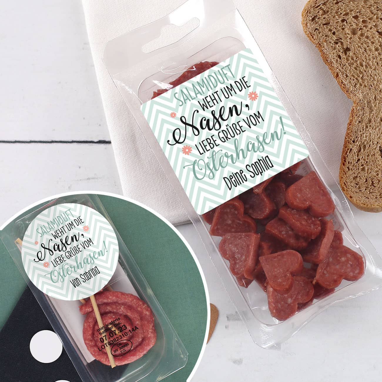 Salamiherzen oder Salamilollies nach Wahl zu Ostern für Männer