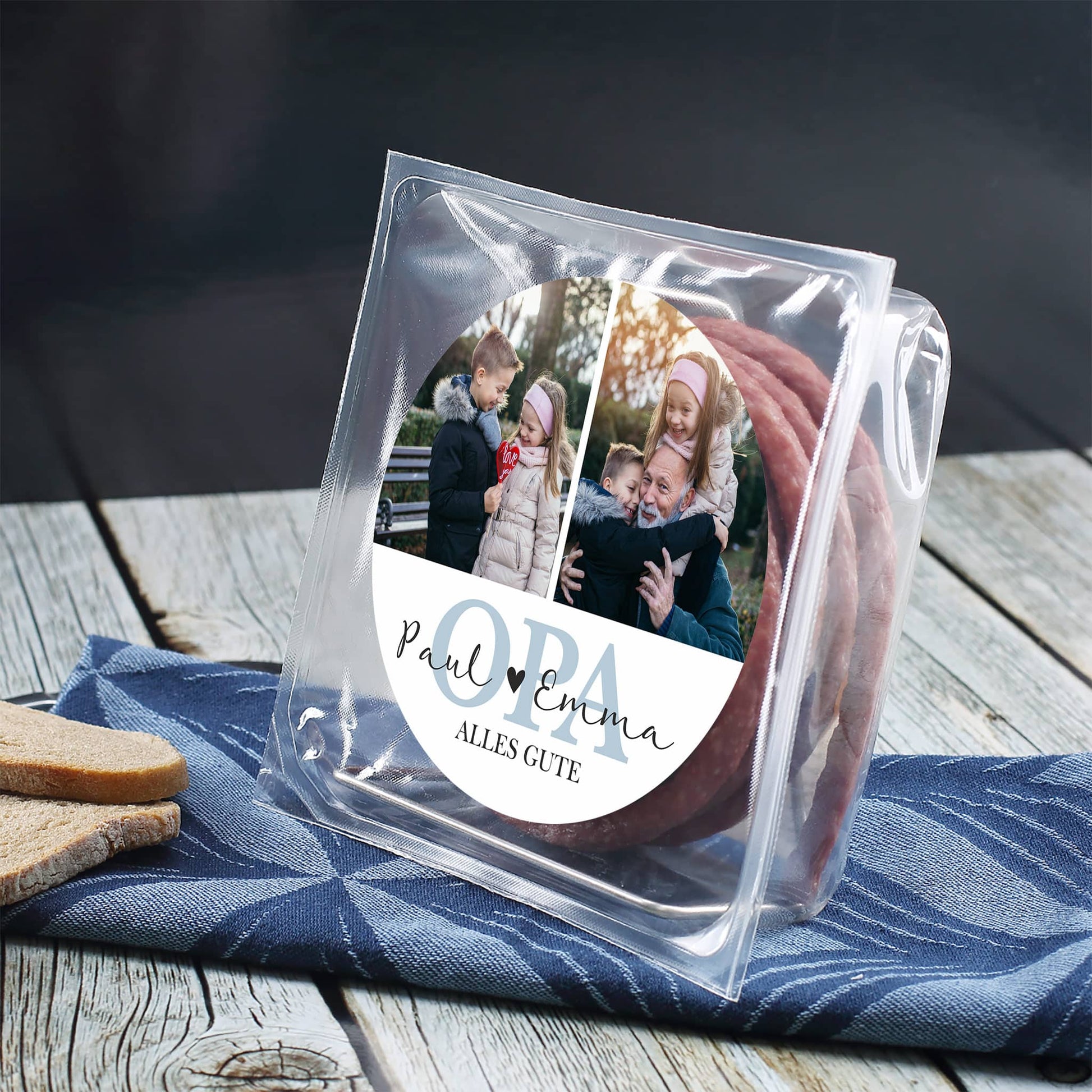 Salamikabeltrommel für Opa mit Fotos