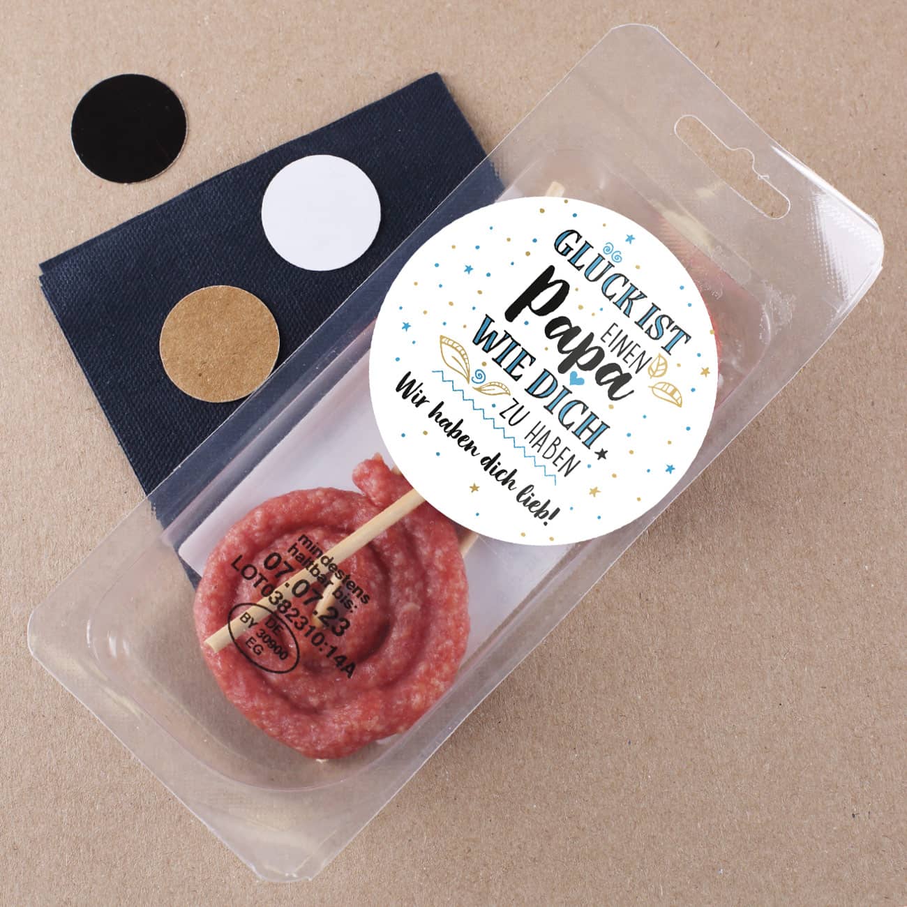 Glück ist einen Papa wie dich zu haben - Salamisnack mit Wunschtext