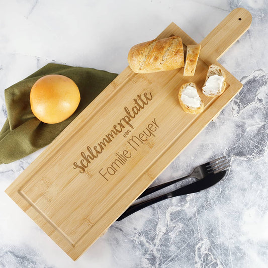 Schlemmerplatte - XL Bambusbrett mit Gravur