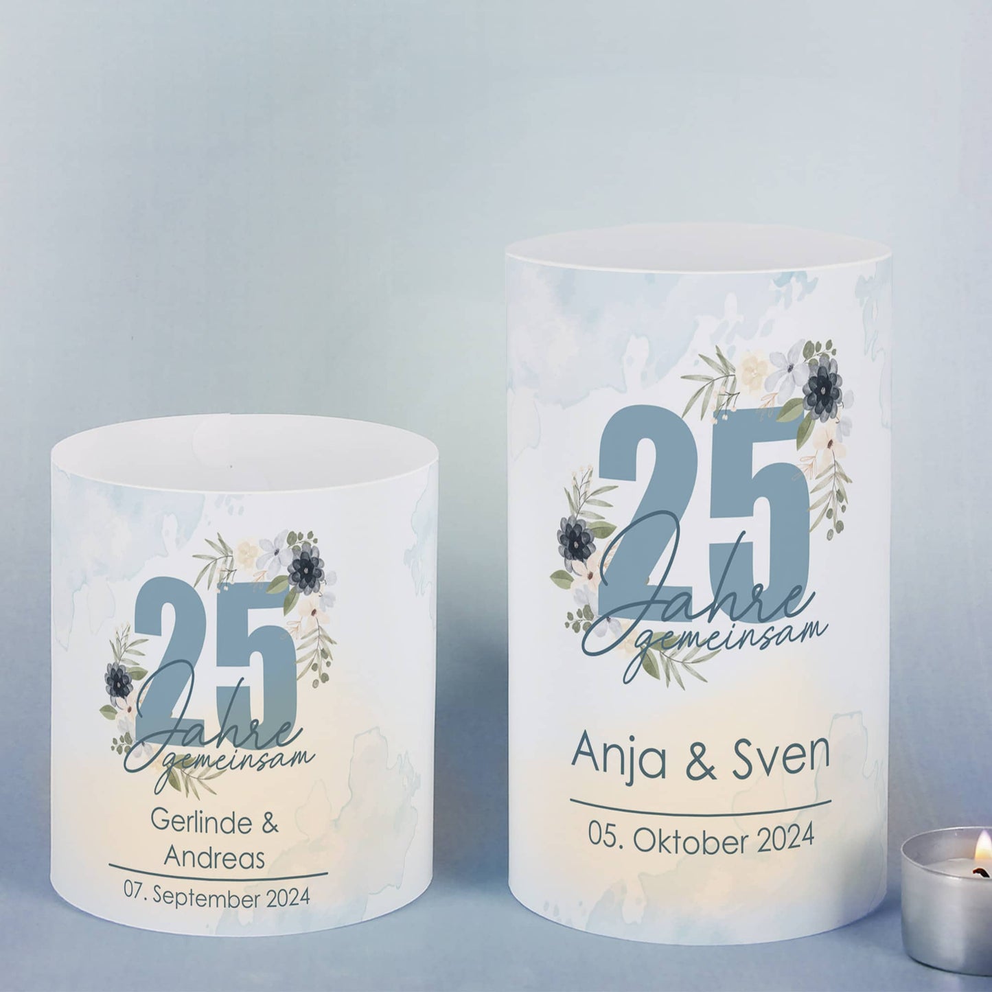 Lichthülle - 25 Jahre gemeinsam - als Tischdeko zur Silbernen Hochzeit