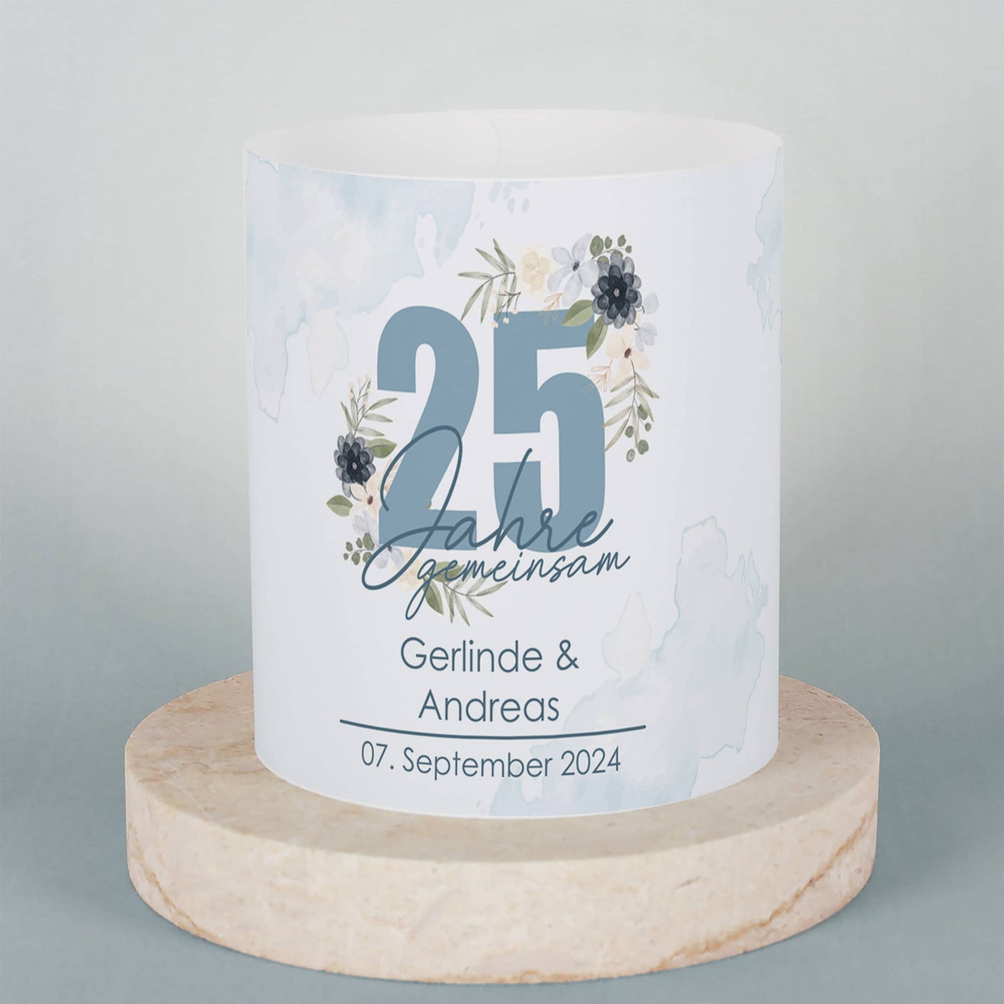 Lichthülle - 25 Jahre gemeinsam - als Tischdeko zur Silbernen Hochzeit