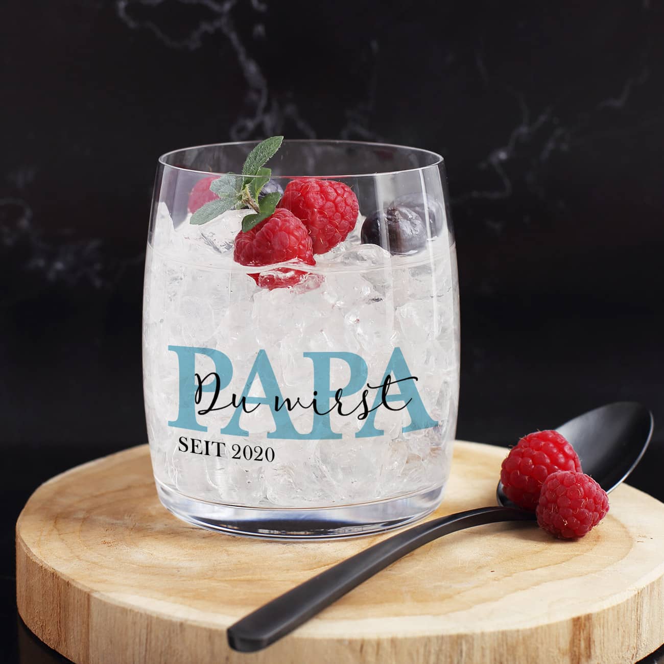 Whiskyglas mit persönlichen Papa Motiv bedruckt