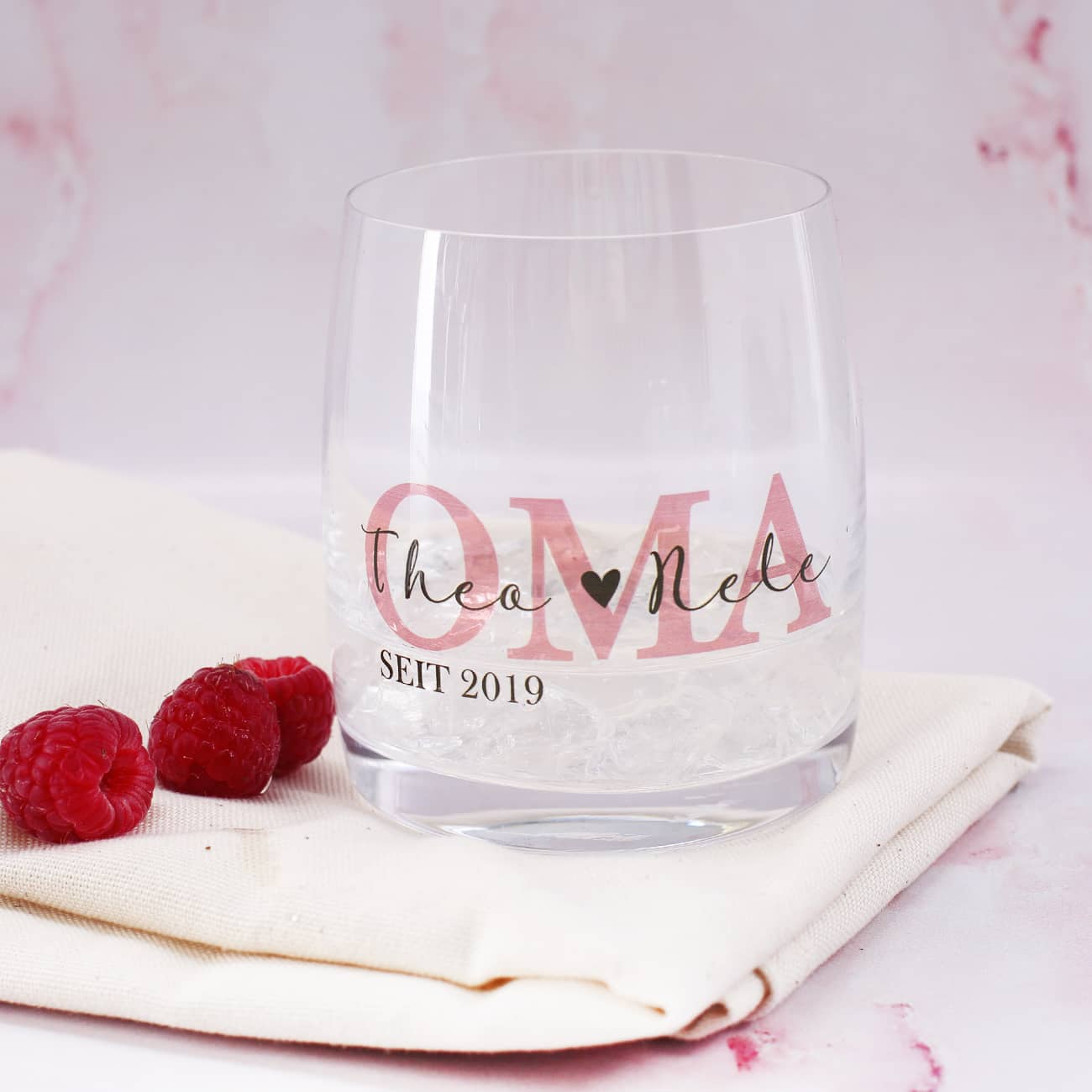 Oma Wasserglas mit Ihrem Wunschtext