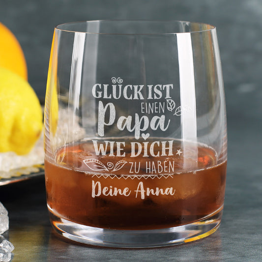 Whiskyglas mit Kompliment für Papa