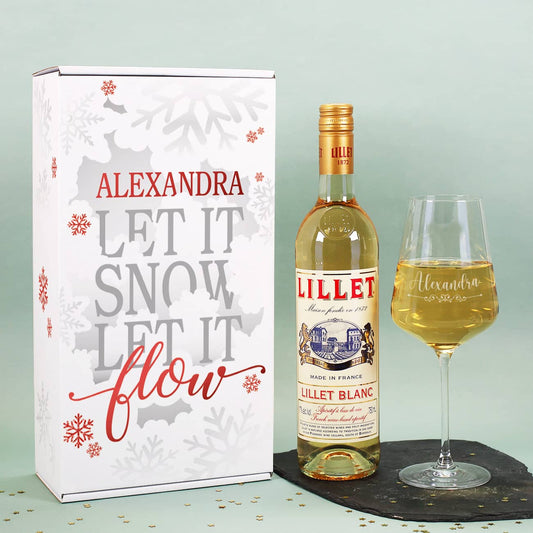 Lillet Geschenkset mit Präsentbox und graviertem Leonardo Weinglas