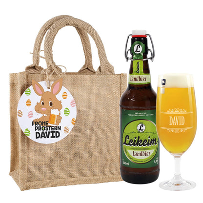 Oster-Geschenkset mit Bier und Bierglas