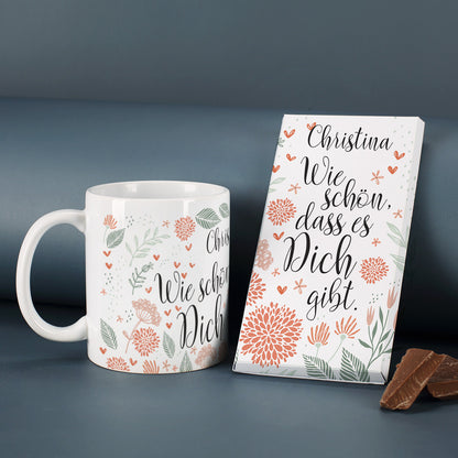Geschenkset mit Tasse und Schokolade - Wie schön, dass es dich gibt