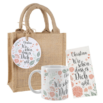 Geschenkset mit Tasse und Schokolade - Wie schön, dass es dich gibt