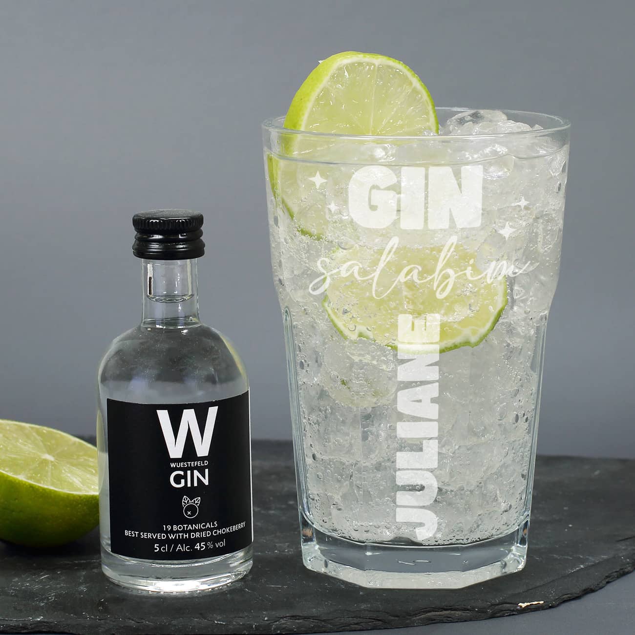 Gin salabim - kleines Gin Geschenkset mit Ihrem Wunschnamen