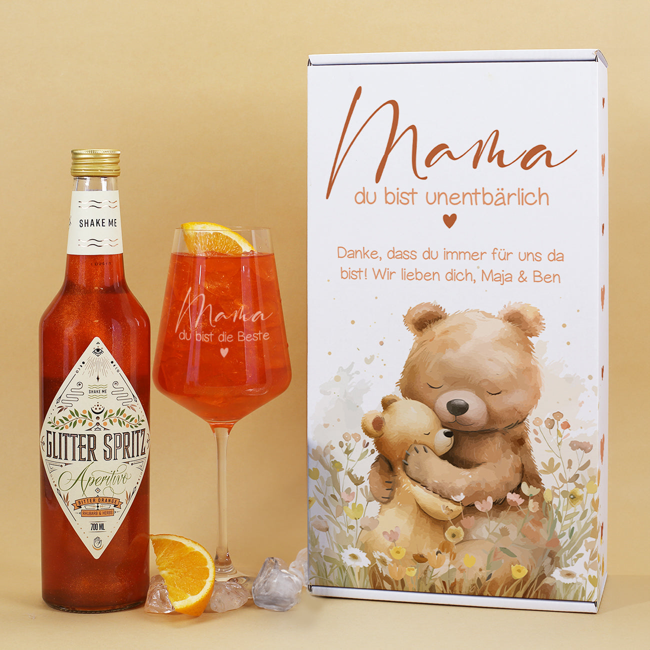 Mama du bist unentbärlich - Glitter Spritz Set zum Muttertag