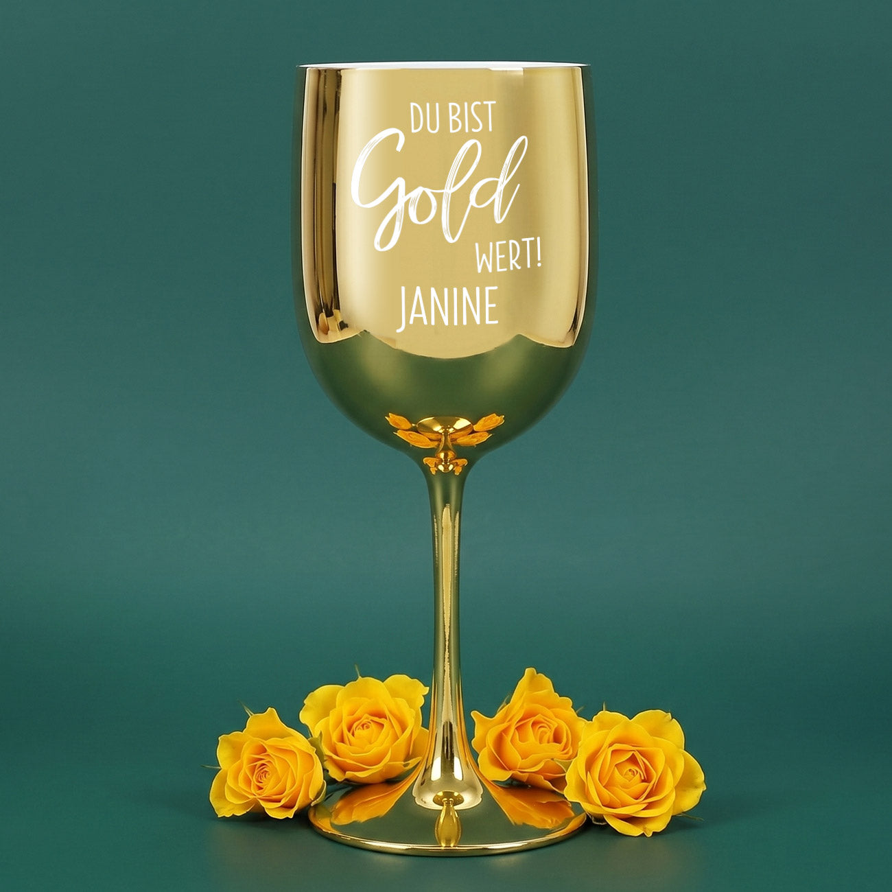 Trinkkelch mit Wunschgravur – Du bist Gold wert!