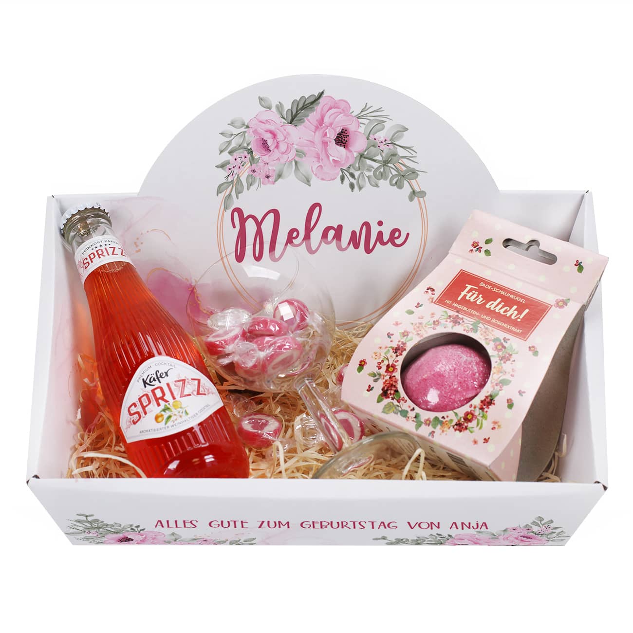 Personalisierter Geschenkkorb mit Inhalt