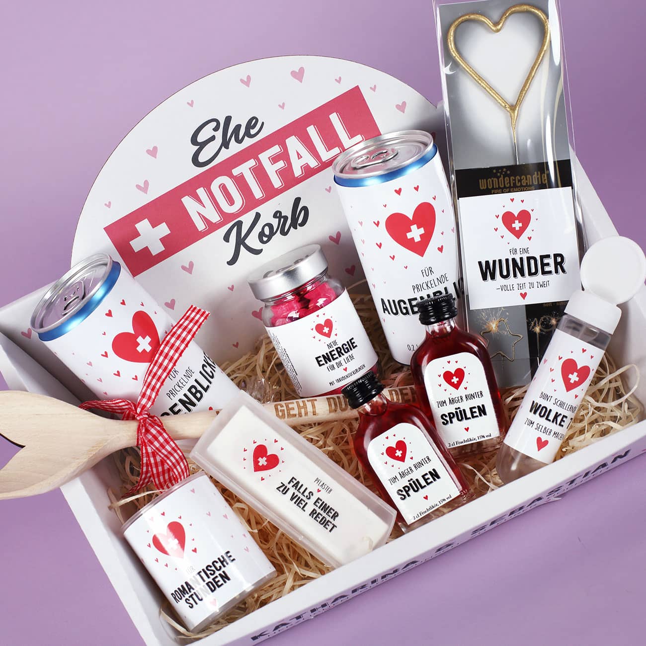 Ehe-Notfall-Korb gefüllt