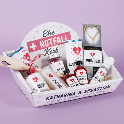 Ehe-Notfall-Korb gefüllt