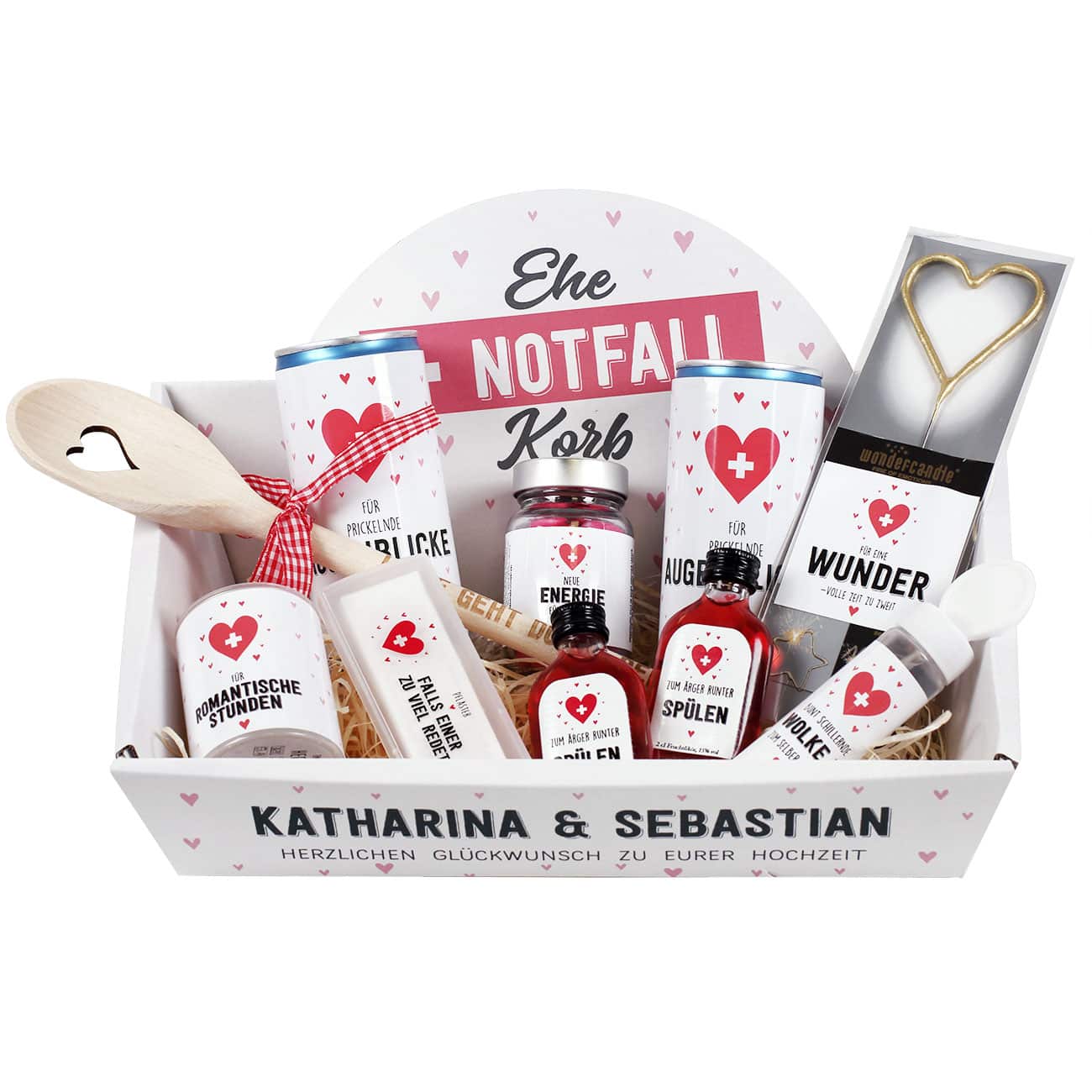 Ehe-Notfall-Korb gefüllt