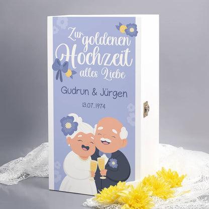 Personalisierte Geschenkverpackung aus Holz mit Namen & Datum